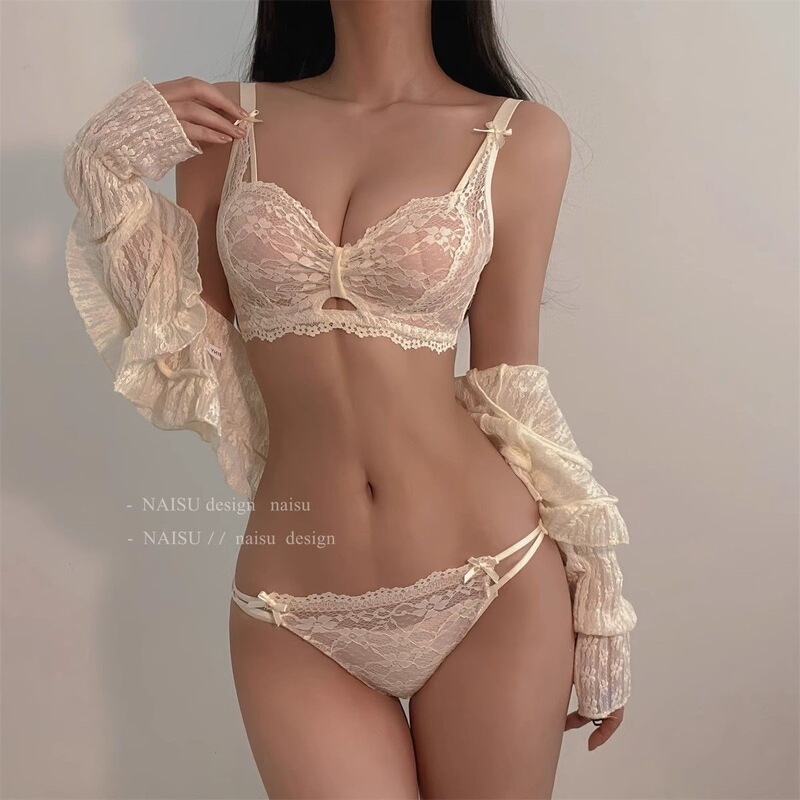 Pure Desire Style Lace-Edged Lingerie for Women, Small Bust Push-Up Bra Set, Anti-Sagging, Wireless Bra Set Pure Desire Style Lace-Edged Lingerie for Women, Small Bust Push-Up Bra Set, Anti-Sagging, Wireless Bra Set