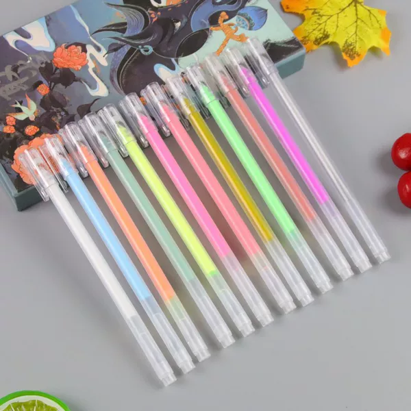 Creative large capacity pink pen cute stationery color pen 10 color graffiti pen highlight DIY album Journal pen