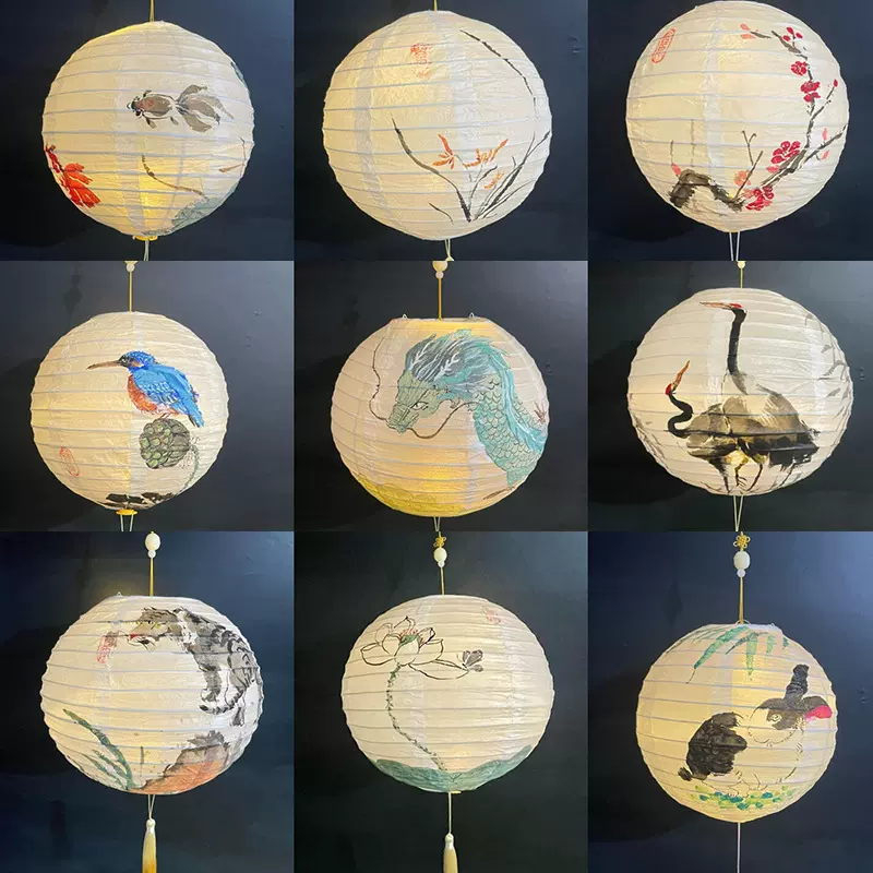 白色美术绘画灯笼现货批发儿童涂鸦画画手绘手提商场装饰场景布置