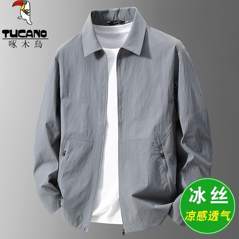 Woodpecker Summer Lightweight Jacket Men's 2025 New Casual Sun Protection Top Middle-Aged Lapel Dad Single-Layer Jacket