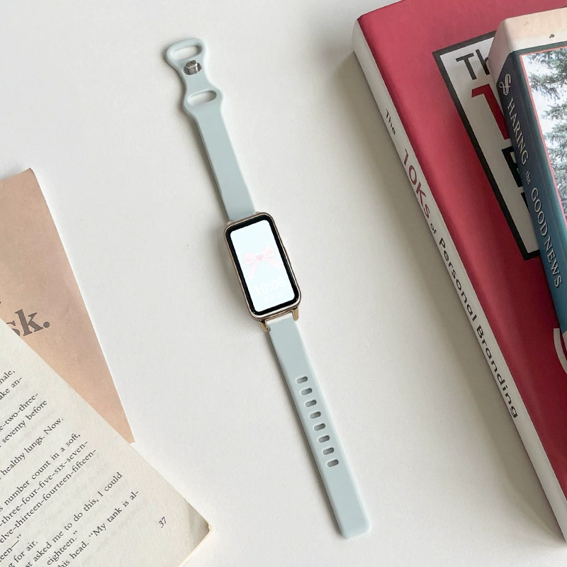 Силicone ремешок для часов (Huawei) заменяемая накладка, соединитель розовое золото, варианты в разных цветах