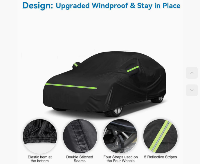 Black Heat-Absorbing Car Protective Cover Waterproof Sun Protection Rain Uv Protection Car Cover Outdoor Car Cover Cross-Border