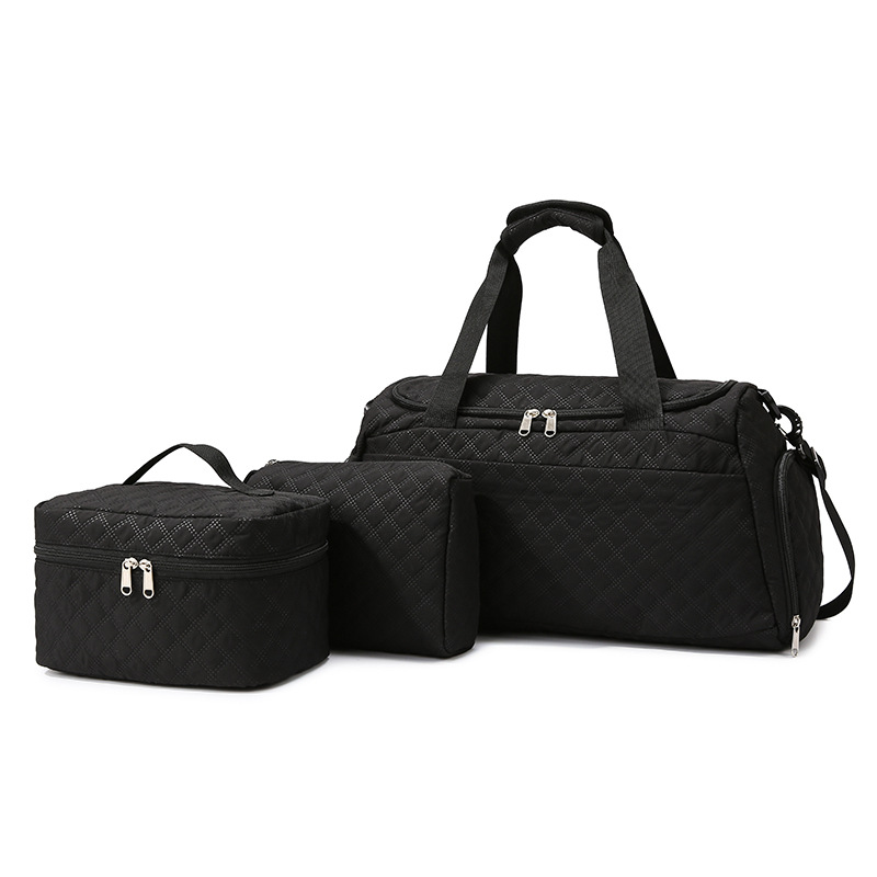 Bolsa de viaje separación seca y húmeda de zapatos independientes bolsa de yoga logotipo personalizado ajustable barra de tracción bolsa de tres piezas conjunto