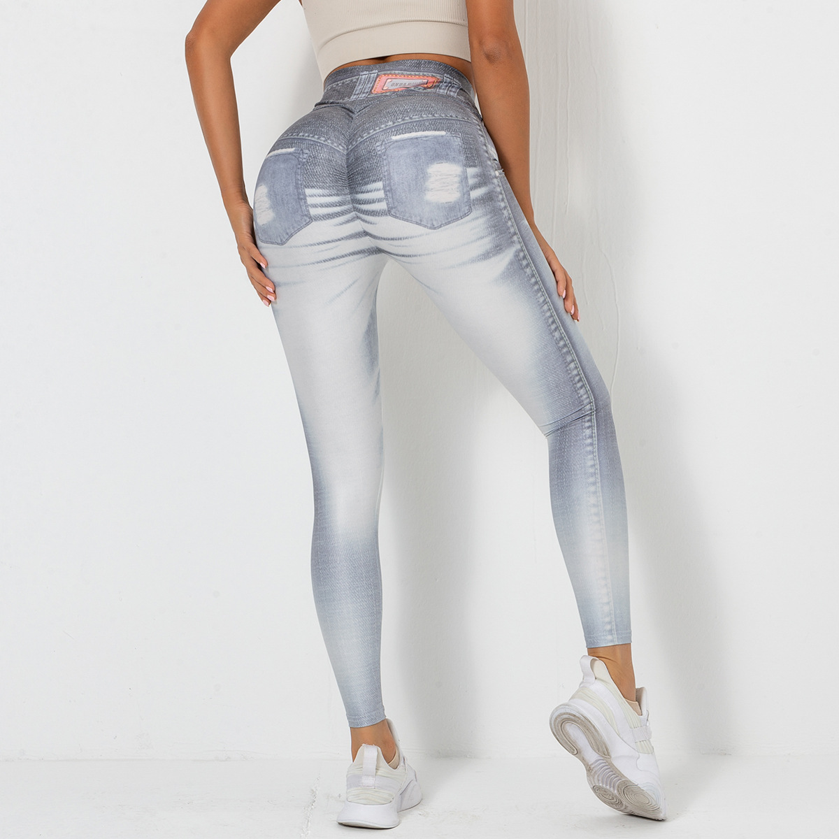 Casual Sport Style Printing Spandex Polyester Active Bottoms Leggings display Modeuse 8