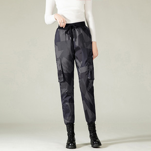 Cross-border 2024 Winter New Down Pants Women Camouflage Casual All-match Loose plus size Thickened Pants