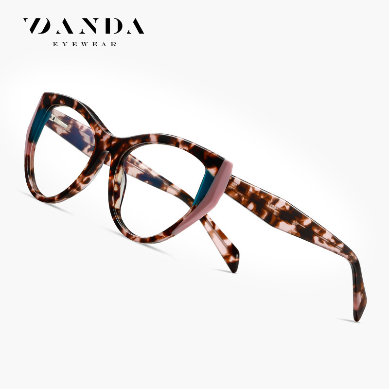 Placa de lote puntual Gafas anti-azul F22103 Espejo plano de ojo de gato retro de moda Marco óptico para hombres y mujeres