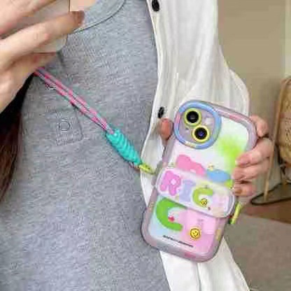 Blooming Rosa verde RICA carta de Apple 15ProMax clip trasero cordón 13/14 caja del teléfono para Huawei M50 suave