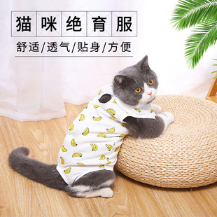 Thin Cat Recovery Suit with Velcro for Female Cats after Sterilization, Anti-Licking Post-Surgery Clothing, Breathable Pet Physiological Pants