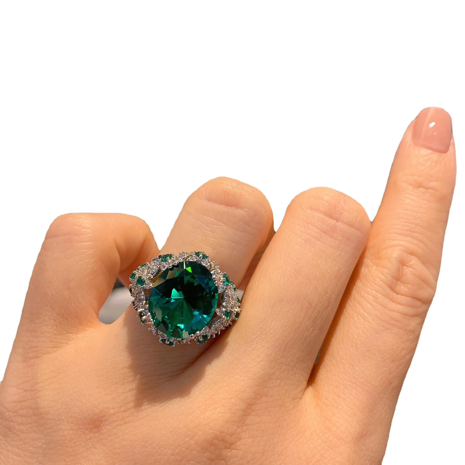 Zhuang Sheng joyería europea y americana tesoro colorido europeo y americano popular joyería elegante Vintage anillo piedra principal 12*14