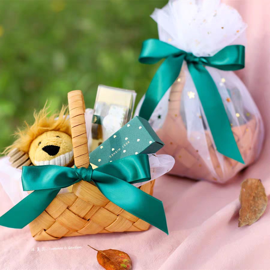 伴手礼宝宝百日宴诞生礼篮满月回礼周岁百天结婚喜糖婚礼编织篮子