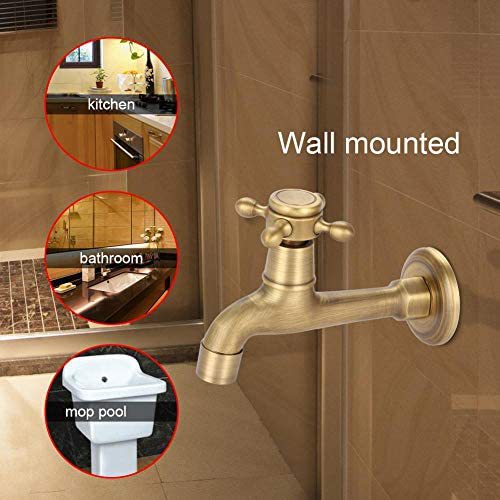 Copper antique European retro 4 points 6 points single cold washing machine faucet mop pool extended faucet spout bathroom