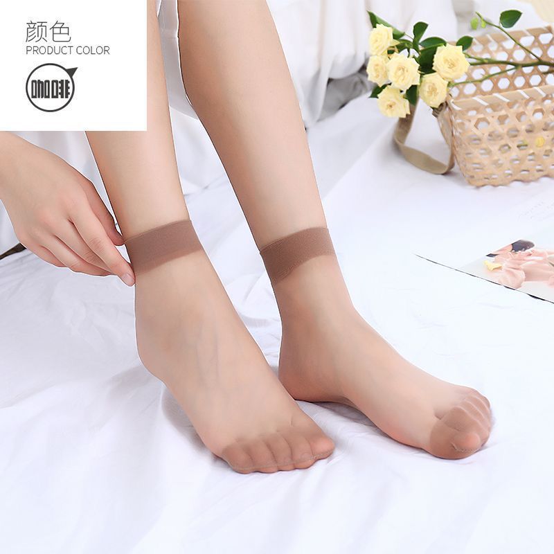 短丝袜女肉色春夏季超薄款透气女士透明肉色防勾丝水晶丝袜子无痕