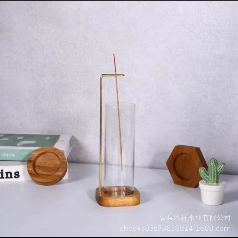 木质香熏架实心黄铜蚊香卡香盘休闲便携香托线香插香悬挂香薰炉