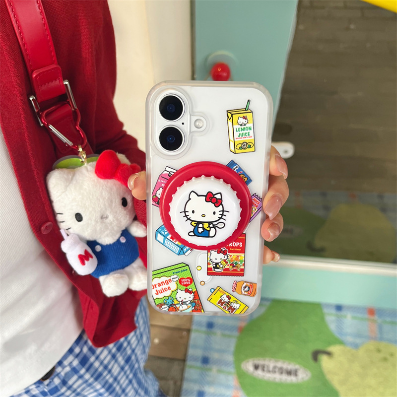 Aperitivos de dibujos animados lindo estilo ins kt para iphone14 soporte de tapa de botella 16ProMax Apple 15P funda para teléfono móvil