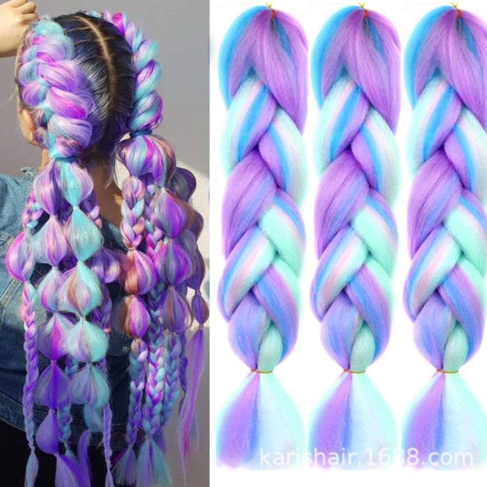 Color a juego Gran trenza de alta temperatura de seda química peluca trenzas extensiones de pelo Color trenzado nuevo color