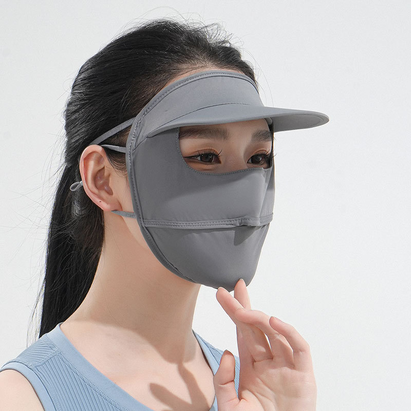 Máscara de protección solar de cara completa para damas cara de verano máscara de sombrero de Gini máscara de seda de hielo anti-ultravioleta todo en uno máscara transpirable