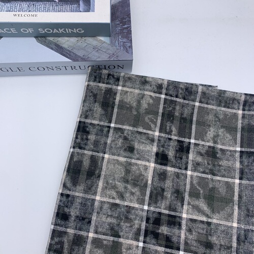 Vintage print process 21S plush grid shirt fabric, sandblasted shirt jacket pants material grid fabric