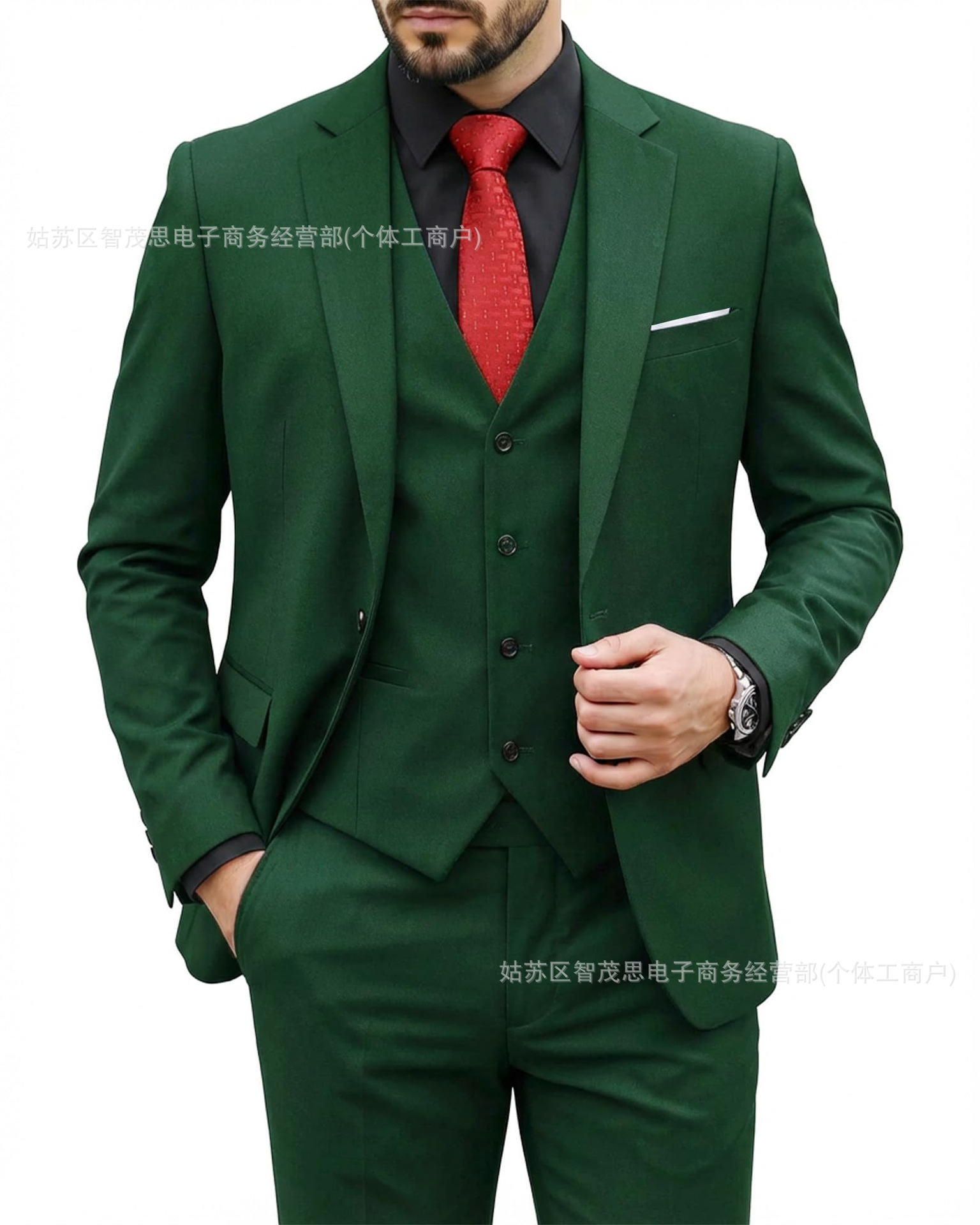 Green suit + vest + pants / XS
