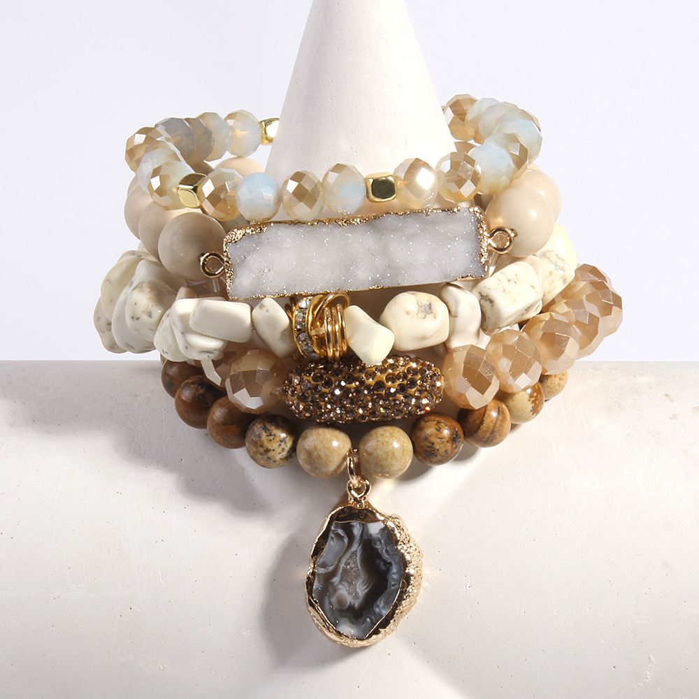 113g Weight Natural Stone Pendant Material Bracelets Classification Natural Stone Chain Material Beaded Chain Chain Type 1 Piece Quantity Holiday, Tea Party Occasion natural stone Material Geometric Pattern Women's Gender Vacation Style Vacation Geometric Natural Stone Beaded Chain Bracelets In Bulk 11