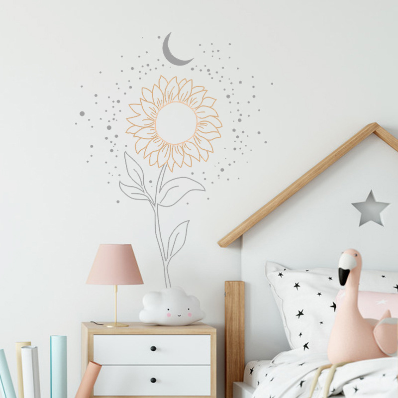 Neue Literarische Mondsonne Blume Schlafzimmer Veranda Wandaufkleber display picture 4