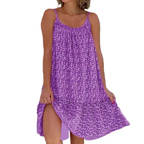 Summer Wish: European & American Style, Bohemian-Style Flared Sleeveless Floral Camisole Dress