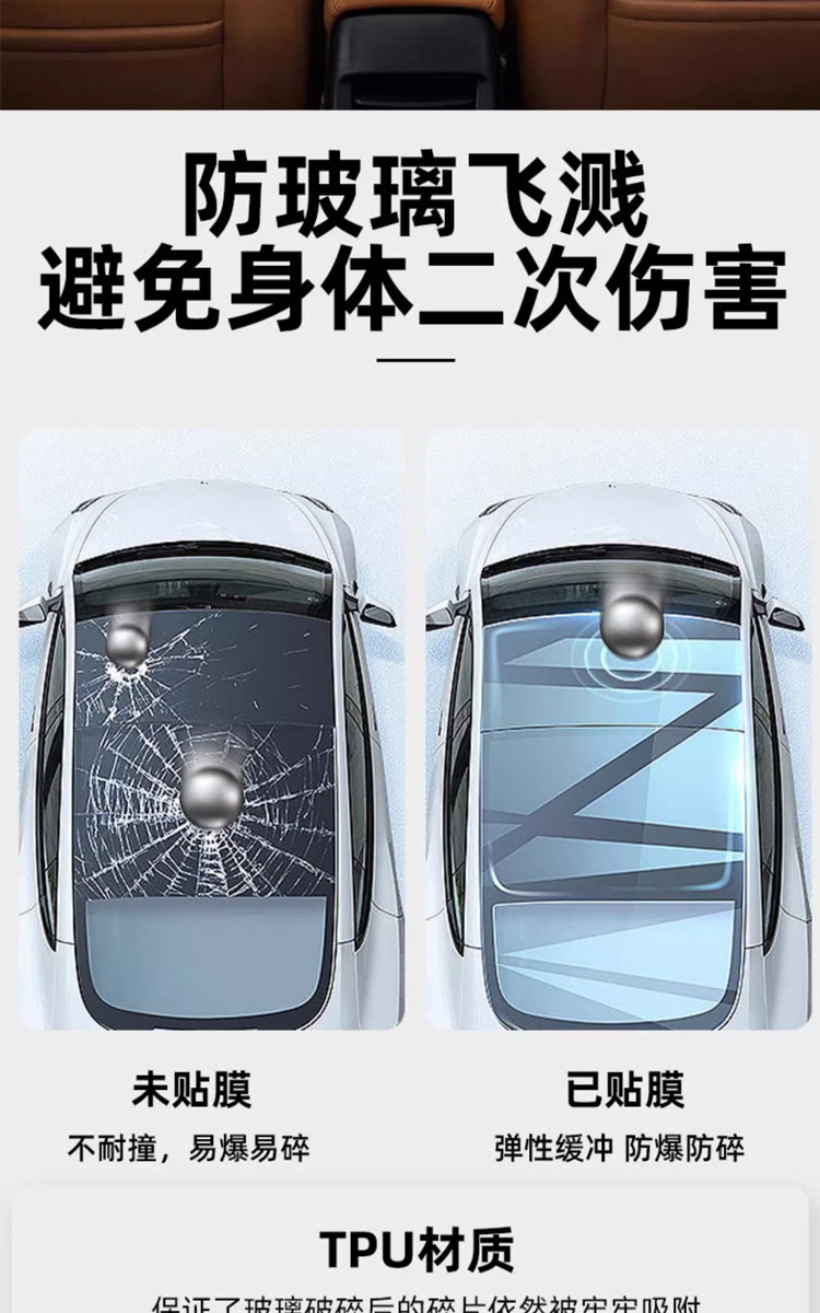 Car Film Tpu High Insulation Ice Armor Film Panoramic Sunroof Film Sunroof Sun Protection Explosion-Proof Sunroof Glass Film