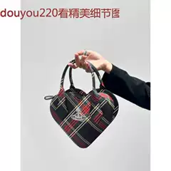 Vivienne Westwood Large Saturn Bag 2025 New Trend High-End Retro Plaid Heart Bag Handheld Crossbody Bag