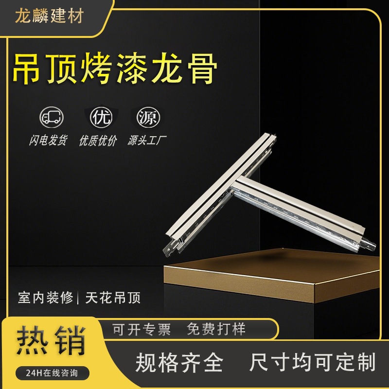 T型烤漆龙骨天花板吊顶商场工厂装修烤漆龙骨生产厂家黑线凹槽