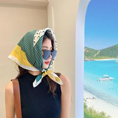 Desert Small Square Scarf Silk Bandana French Headscarf Spring and Autumn Hair Ties Women Versatile Head Covering Matches Shirt High-end Sense Summer