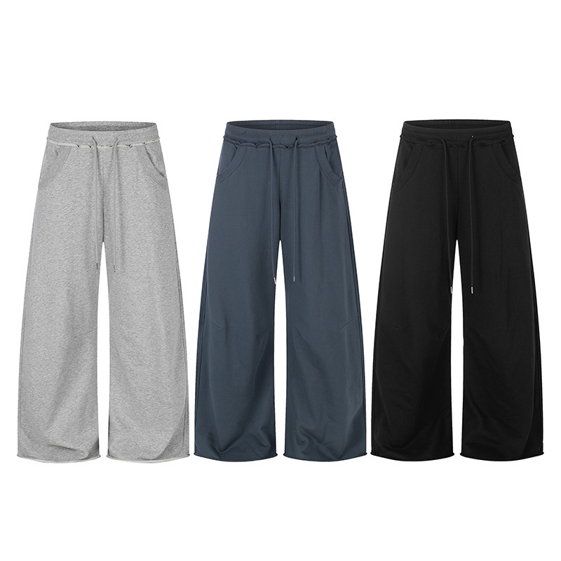 Tuochuan Ck61003 American-Style Casual Straight-Leg Sports Sweatpants for Men and Women, Loose Fit with Lettering, Drawstring, Elastic Waist, Floor-Length Pants
