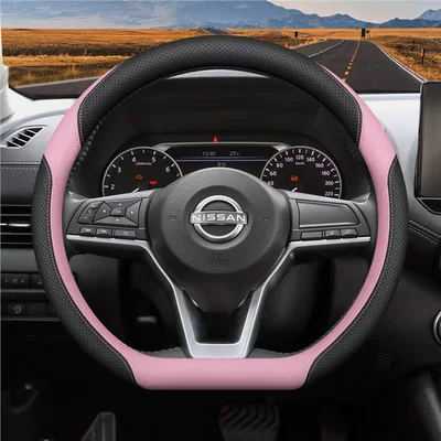 Steering wheel cover: Classic Teana, Qashqai, X-Trail, Sunny, and - d-type-specific-peach-pink-all-season-style-standard