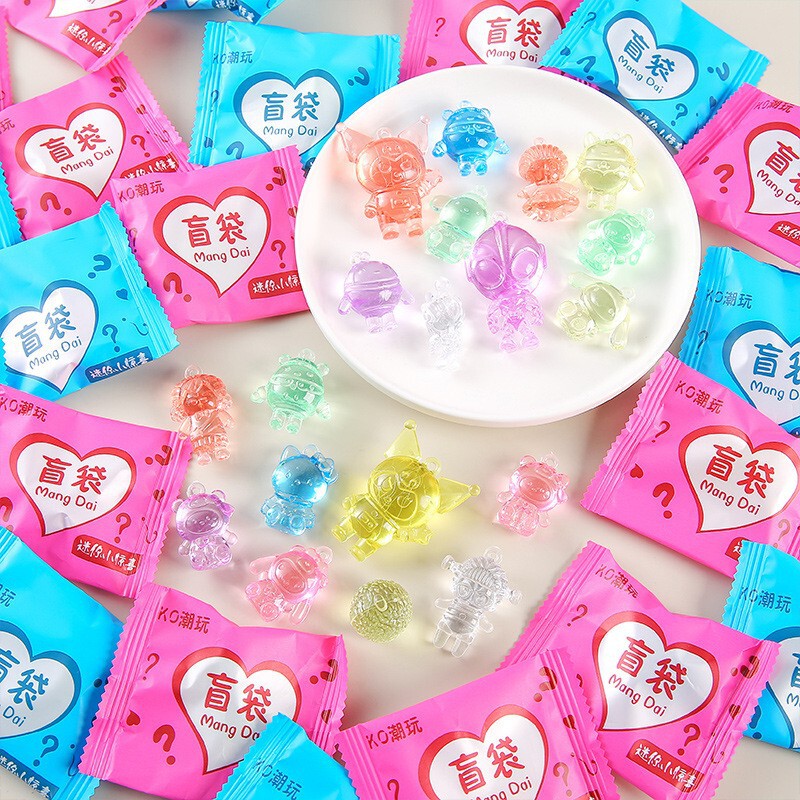 Creative Blind Box Bag Cartoon Miniature Crystal Mini Animal Model Toy Artificial Fruit Biological Decorative Ornaments