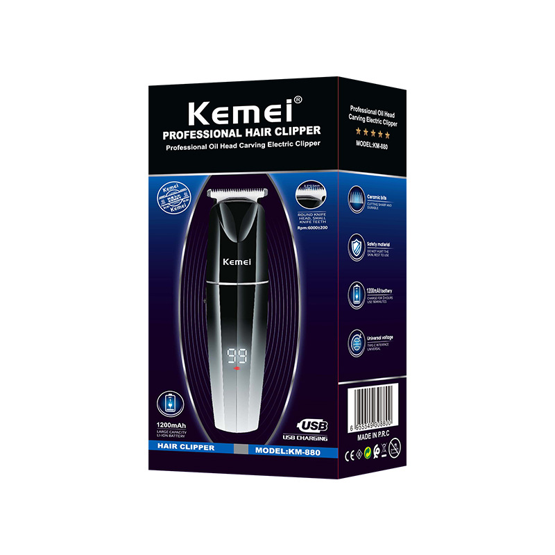 Kemei cortapelos KM-880 profesional peluquería hogar no-pegado LCD pantalla digital LCD aceite cabeza talla cortadora de pelo eléctrica