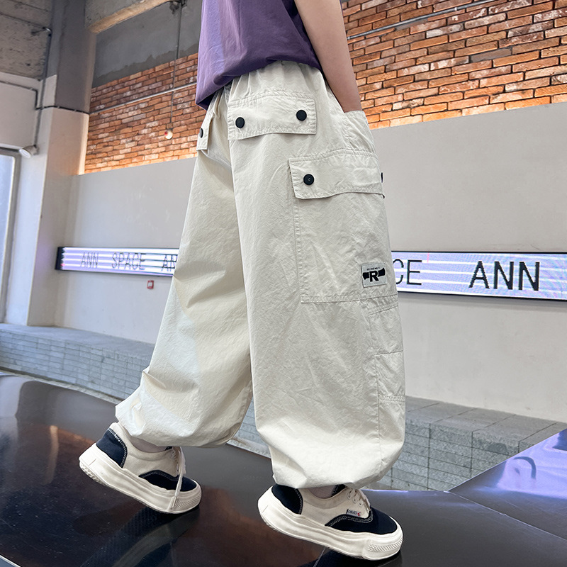 Pi Shuai Pojkar Tunna 2024 Nya Myggsäkra Mellanstorlekar Stora Barn Sommararbetsbyxor Trendiga_voghion.com