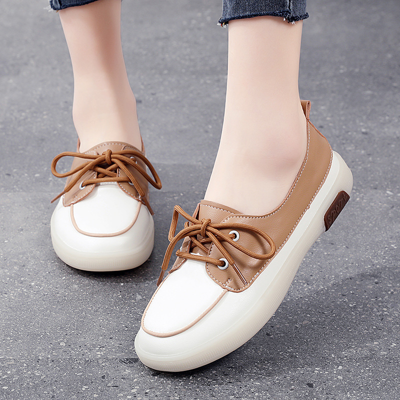 White Shoes Ladies 2022 New Loafers Student Fashion Internet Popular Flat Shoes Lace-up Soft Sole Shoes