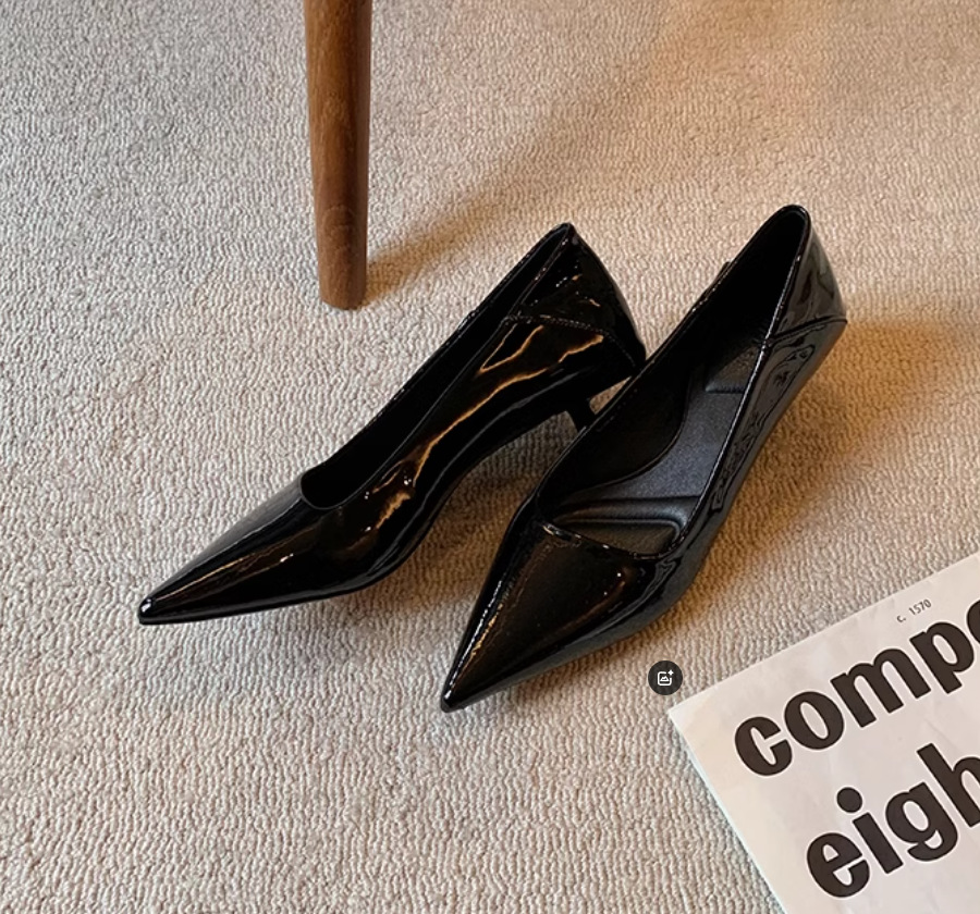 Druina hija ~ Temperamento pequeño puntiagudo boca baja sandalias vacías trasero mujeres tacón de aguja francés ocelote zapatos individuales mujeres