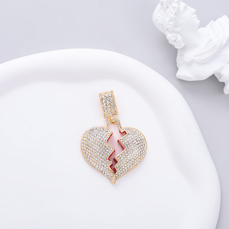 Broken Heart Pendant Necklace - Fashionable Diamond Collar Chain_voghion.com