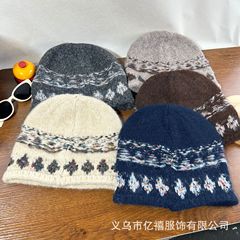 韩系提花针织包头帽子女秋冬新款休闲百搭显脸小保暖护耳防风冷帽