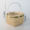 Round small basket-bamboo yellow style