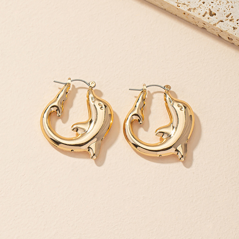 Fashion Simple Style Dolphin Alloy Plating Women's Earrings display picture 4