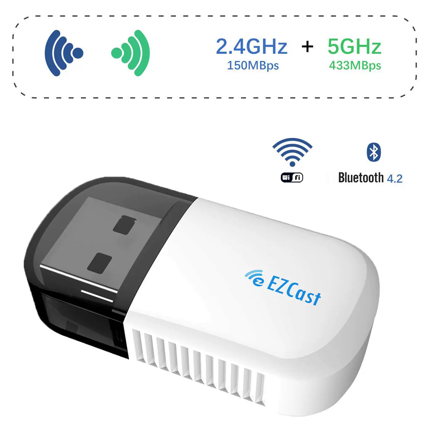600M беспроводной USB-адаптер, мини двухдиапазонный 5G, WiFi для настольного и портативного компьютера, модель EZC-5200BS, Bluetooth