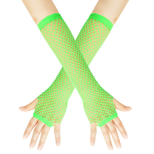 European and American coarse mesh fishnet elastic gloves sexy long gloves punk half-finger nightclub party etiquette gloves cross-border