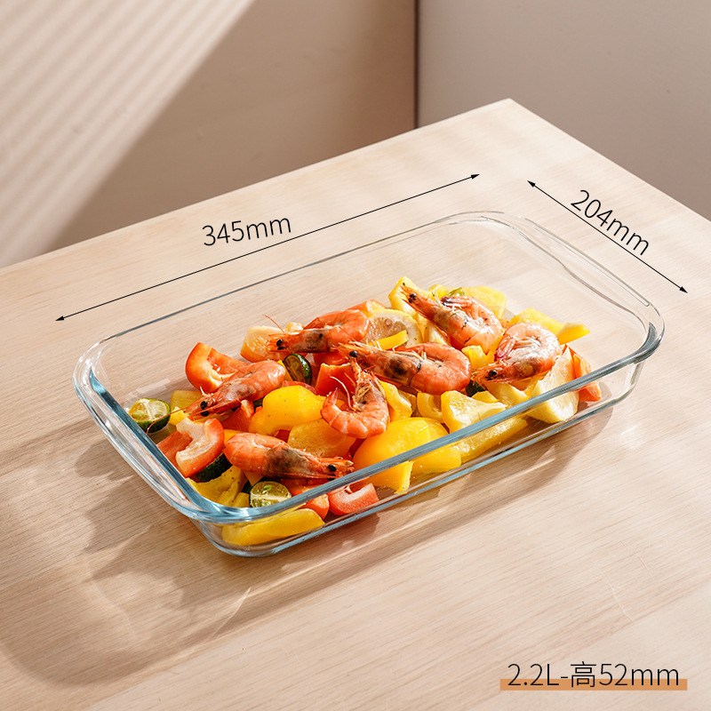 Placa de horneado de vidrio para hornear horno de microondas resistente al calor, placa de pescado doméstica especial, placa de arroz de vidrio de alto boro, placa de frutas