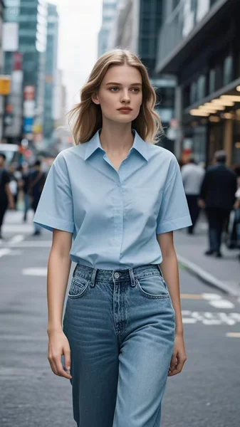 Blue, with short sleeve