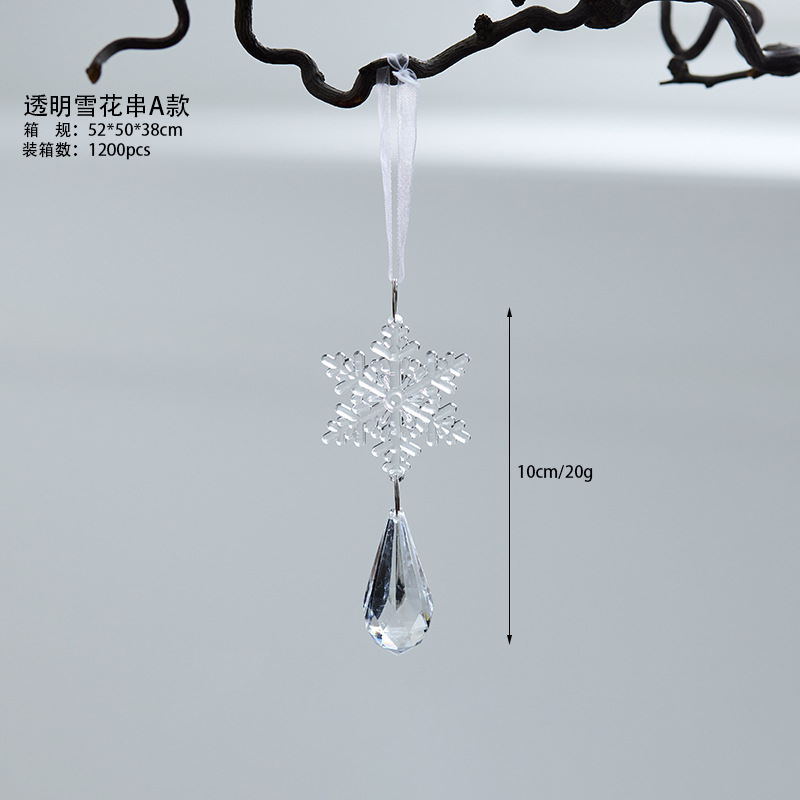 Nuevo acrílico transparente flocos de nieve cristal hielo colgante perla gota colgante colgante decoración del árbol de Navidad colgante