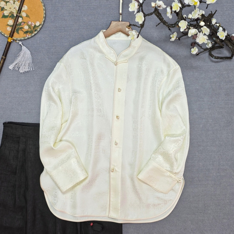 No Refunds, Only Exchange for the Same Style! Shangjiukai's Famous Designer's Shirt with Steel Stamping, Featuring a Soft and Smooth Texture Made from Mulberry Silk!!!