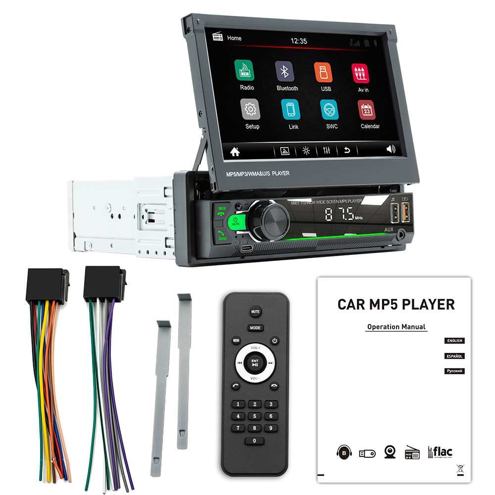 7 pulgadas HD pantalla retráctil coche MP5 reproductor inteligente Bluetooth posicionamiento coche multifunción coche FM Radio