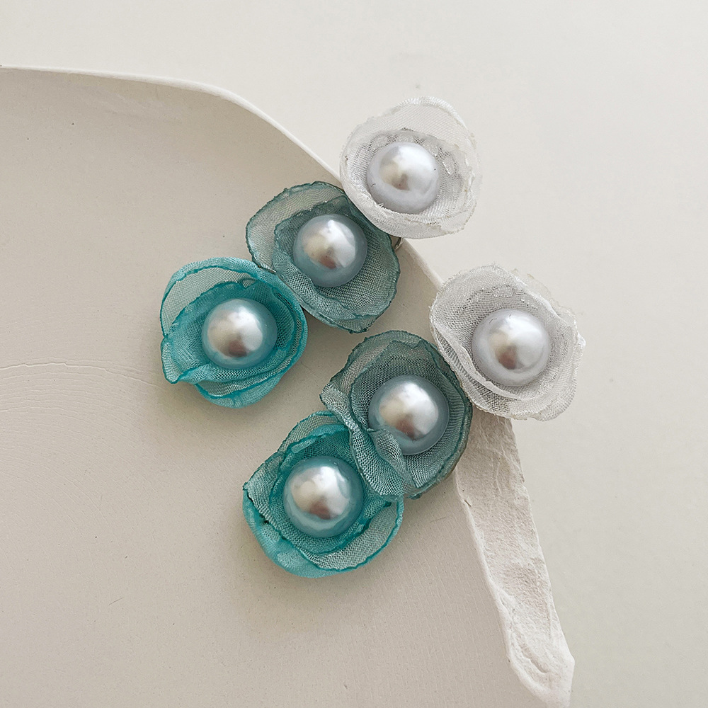 1 Pair Fashion Flower Cloth Pearl Women's Drop Earrings display picture 5