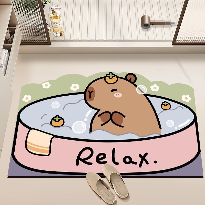 かわいいカピバラ浴室の新しい珪藻泥マットトイレ吸水滑り止め速乾汚れ耐磨耗マット|undefined