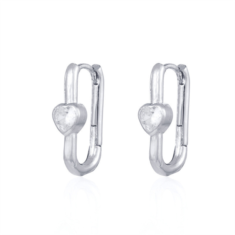 Simple Style U En Forme De Coeur En Forme De Zircon Cuivre Plaqué Or Boucles D'oreilles display picture 6